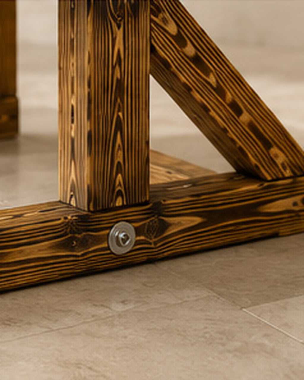 Reinforced wooden base joint with metal fastener